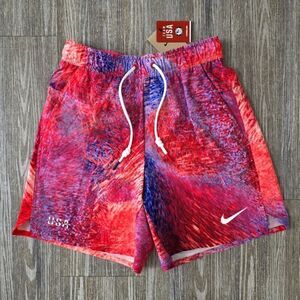 Nike Unlimited Team USA Gym Training Shorts S Ombre Red White Eagle FN1047-645